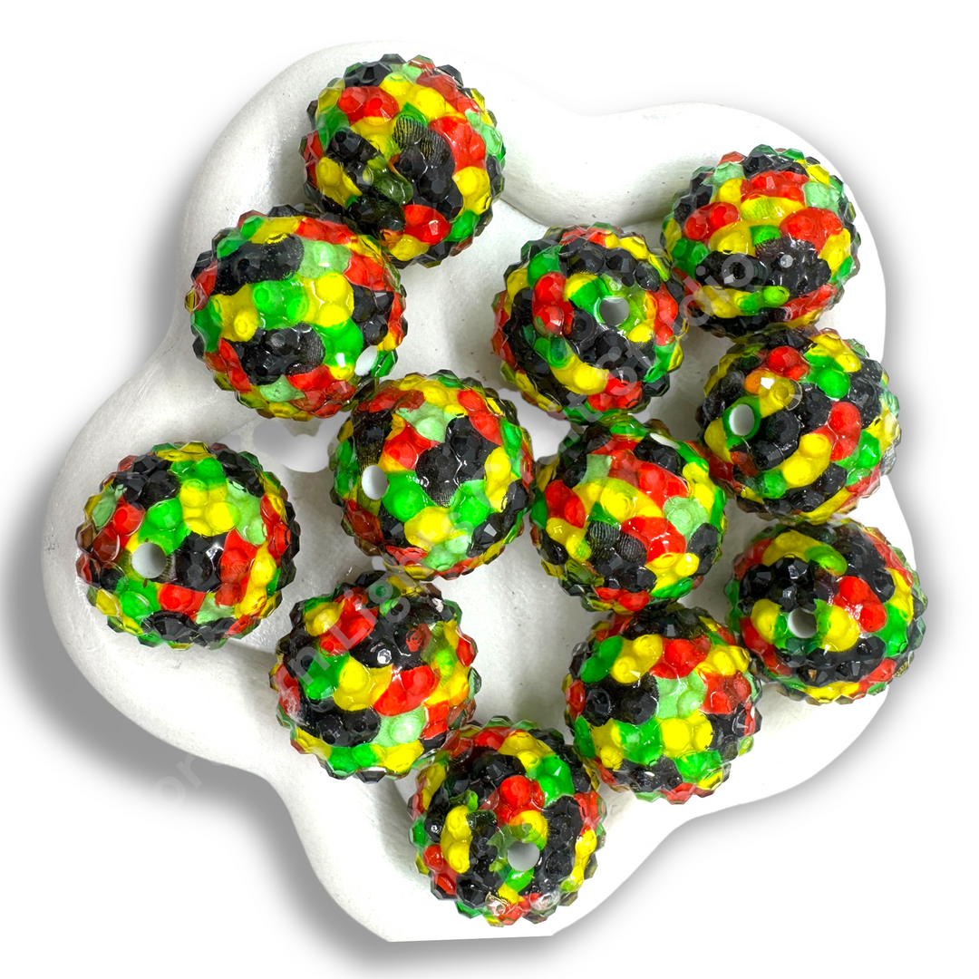Festival Mosaic 20mm Acrylic Rhinestone Bubblegum Beads - 10pc.