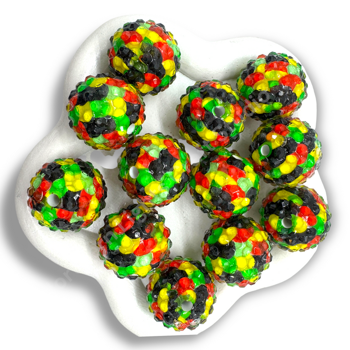Festival Mosaic 20mm Acrylic Rhinestone Bubblegum Beads - 10pc.