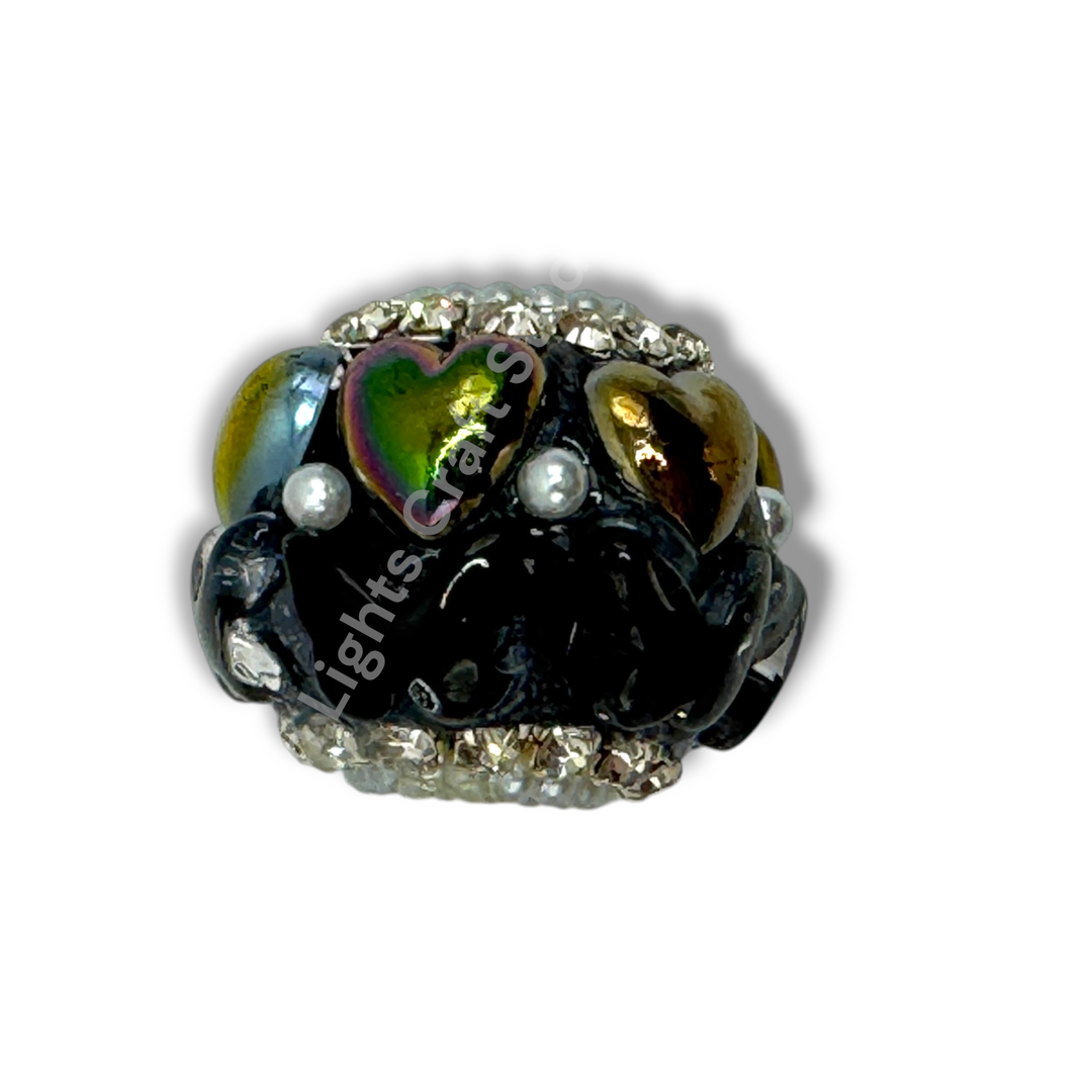 Butterfly Shiny Heart Fancy Bead -3pc.