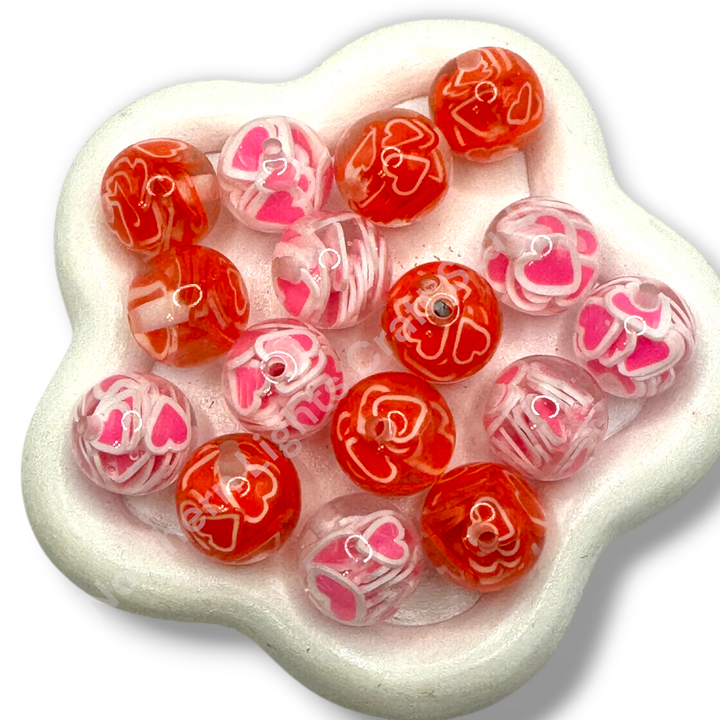 Heart Confetti Snowglobe 16mm Resin Bead Mix - 20pc.
