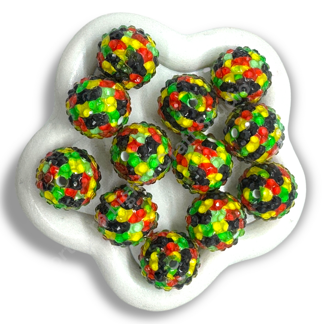 Festival Mosaic 20mm Acrylic Rhinestone Bubblegum Beads - 10pc.