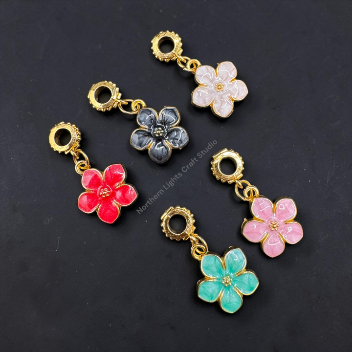 Enamel Gold Flower Charm with Bail -10pc. Mix