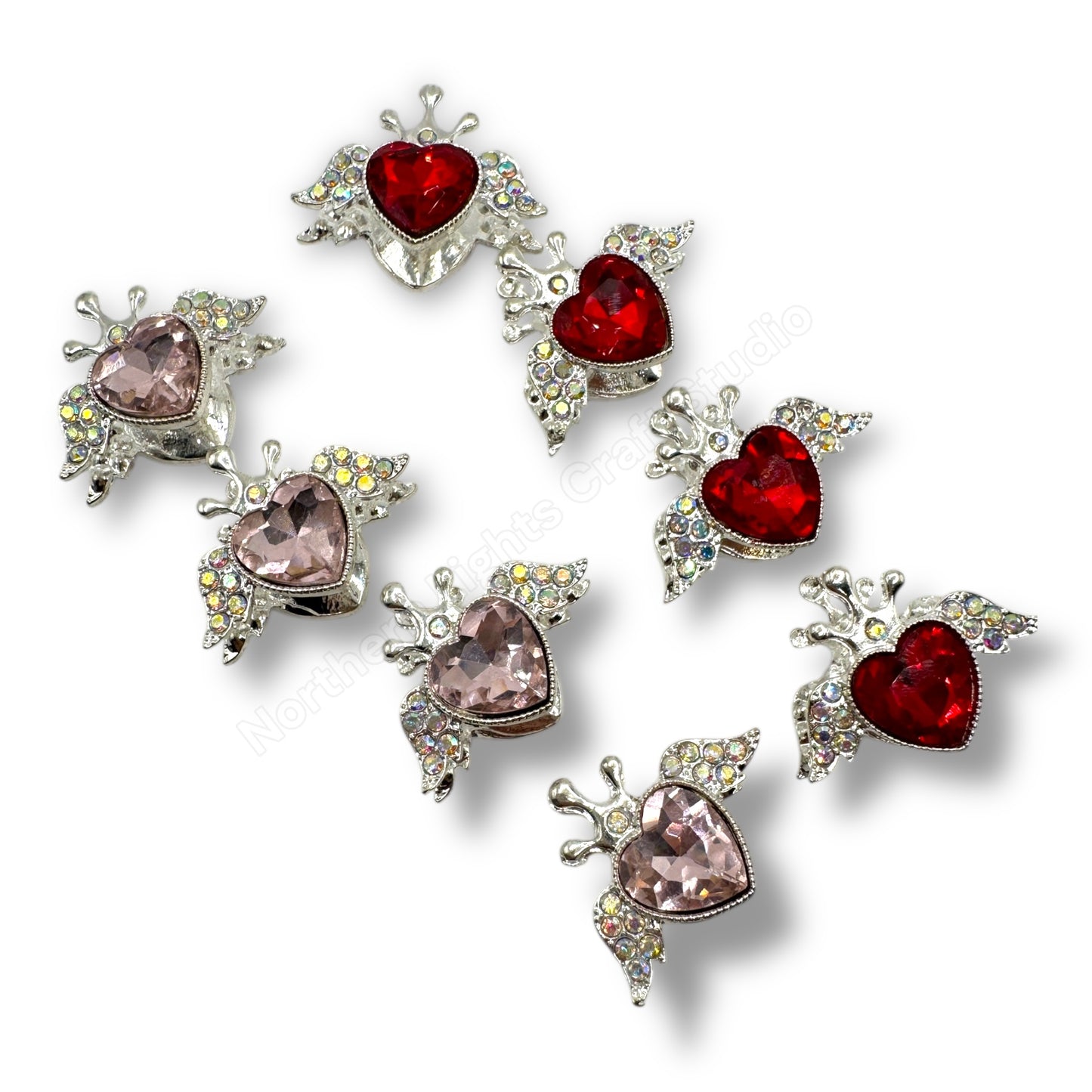 Metal Alloy Winged Heart Crown Bead - 1pc.