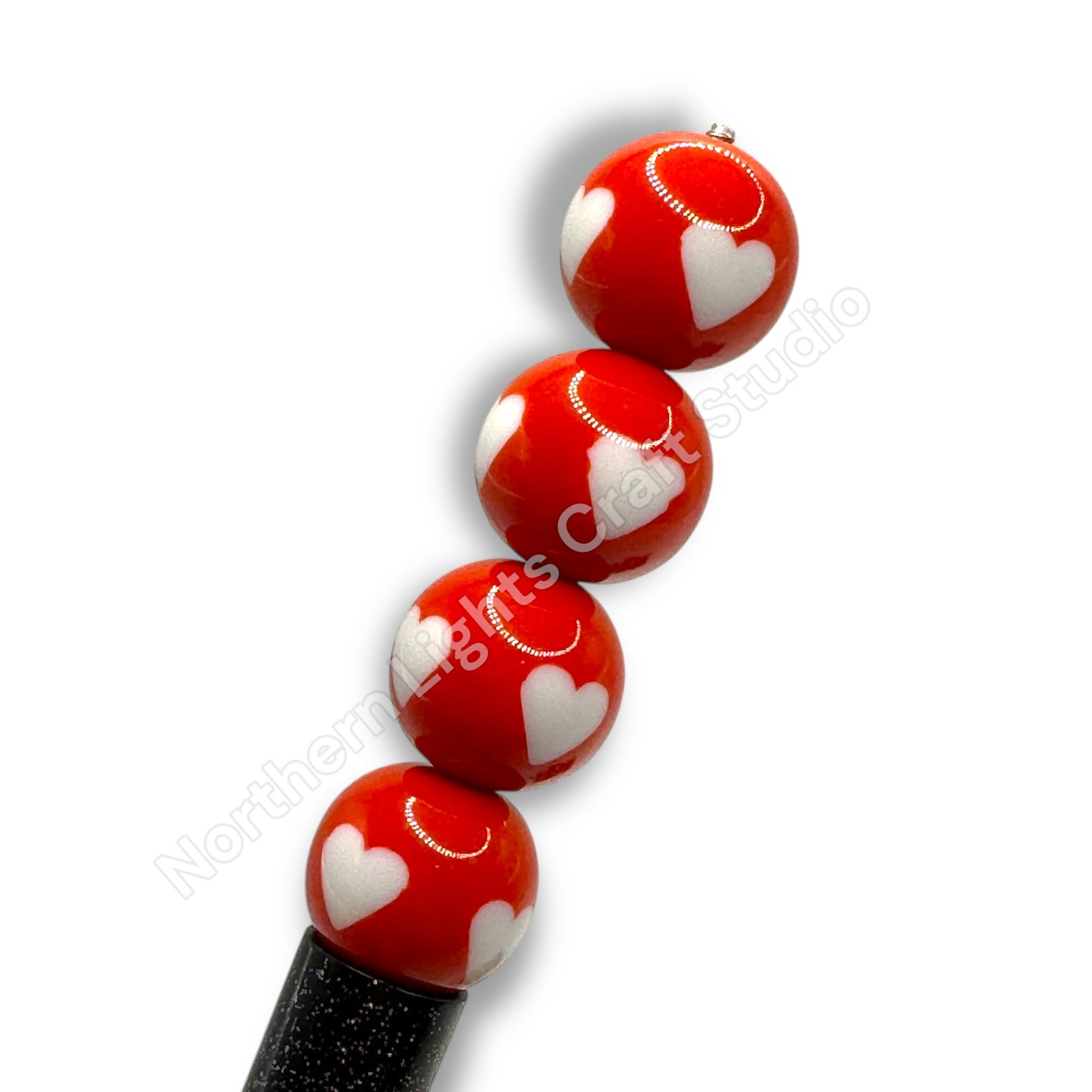 Heart Printed 16mm Acrylic Beads - 20pc. - Choose Style