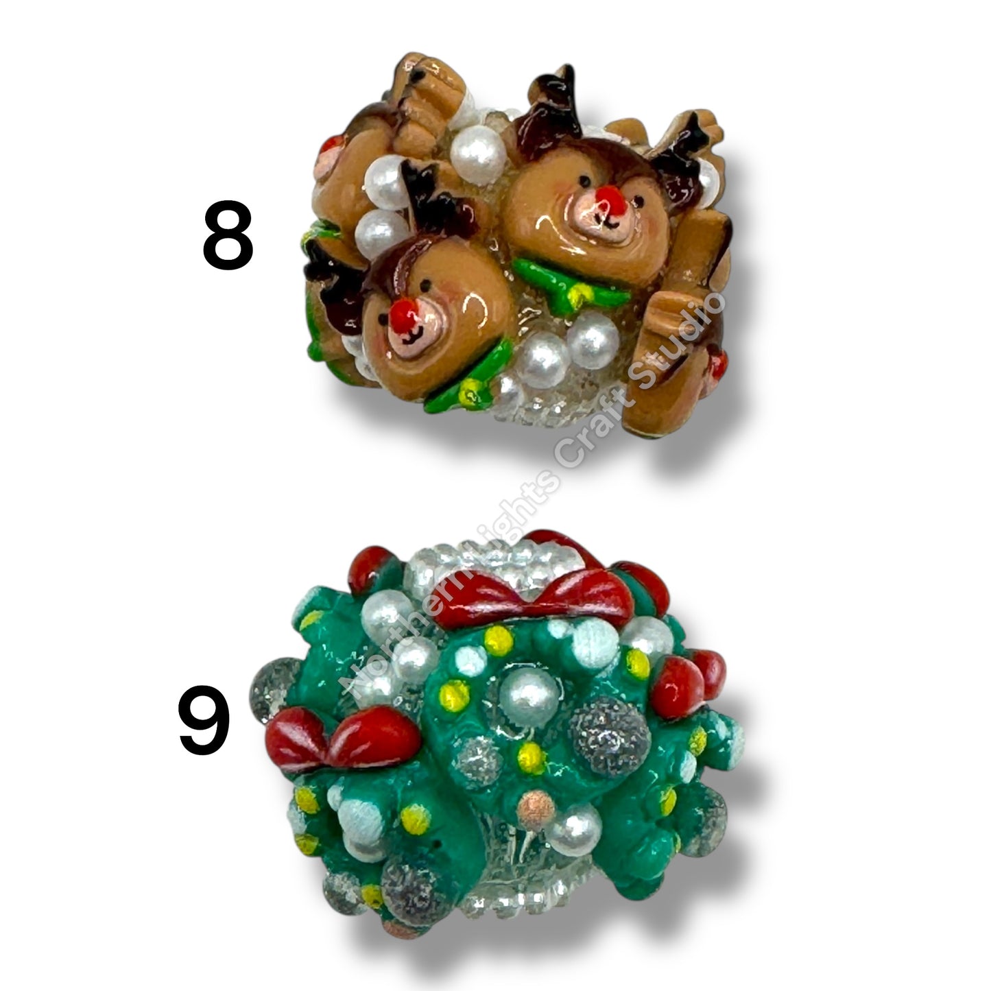 Acrylic Charm Christmas Sugar Beads 20mm - 3 pcs.