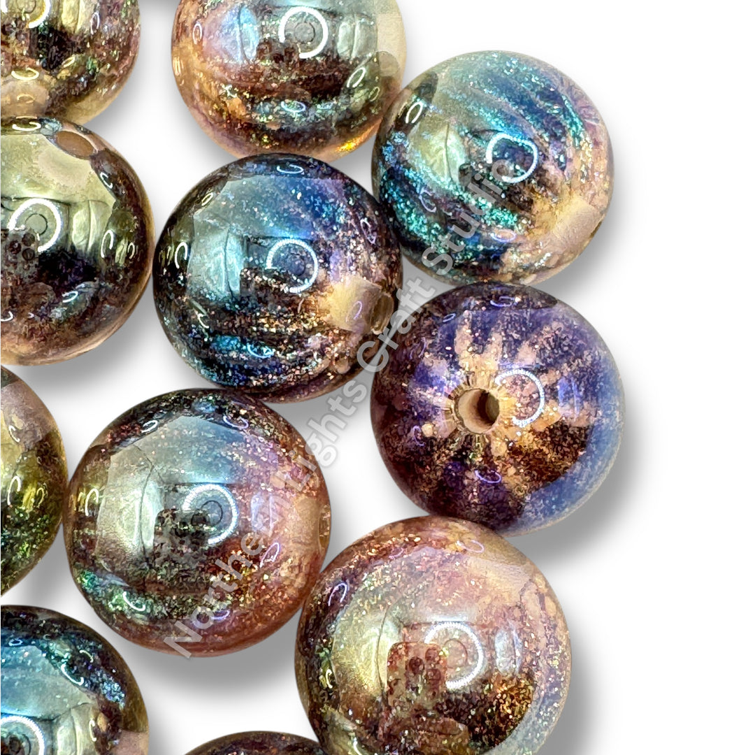 Starburst Premium Glitter Luminous 16mm Beads -10pc.