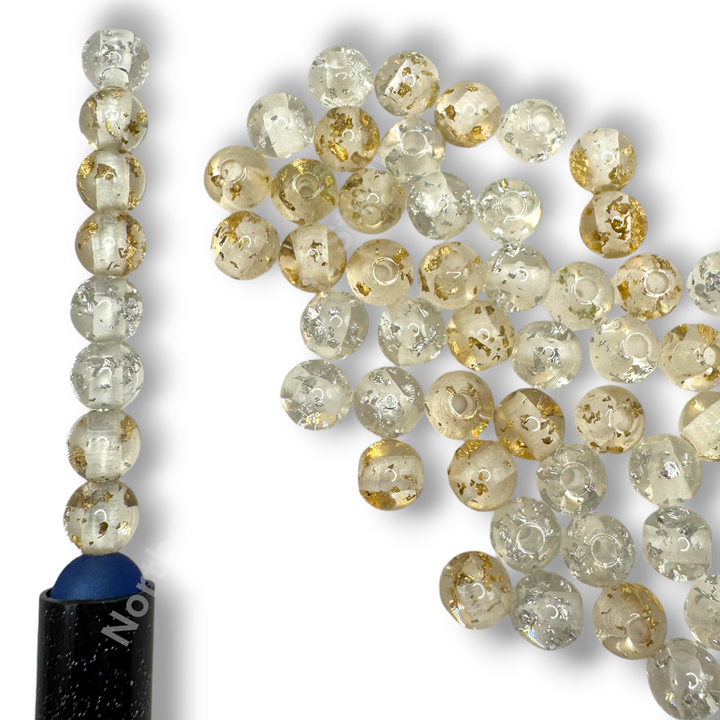 8mm Gold and Silver Flake Resin Beads- 50pc. Mix