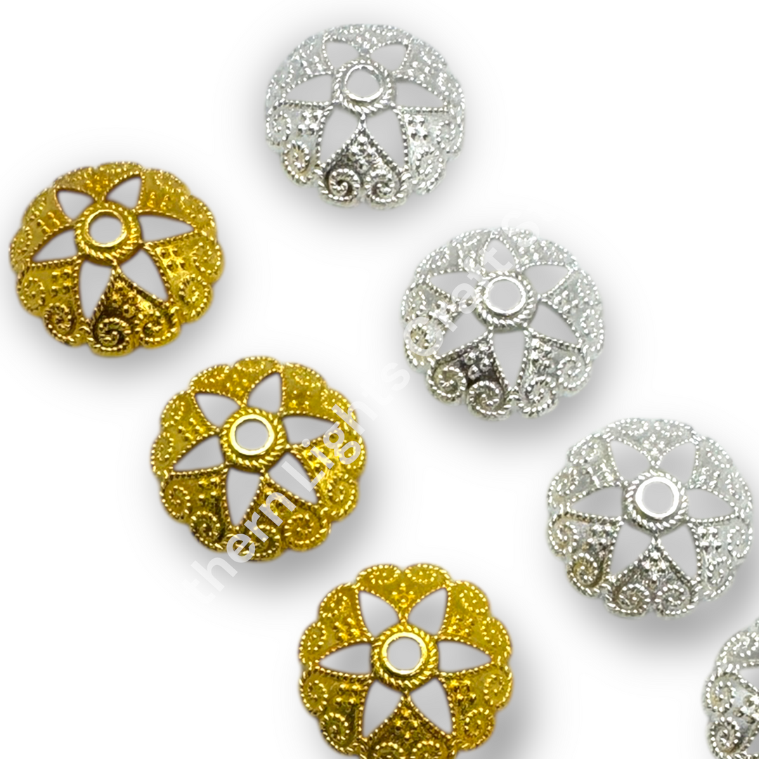 Metal Heart Lattice 16mm Bead Cap  - 20pc.