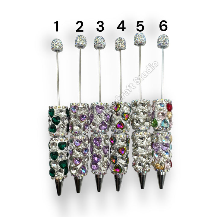 Beadable Large  Heart Rhinestone  Pen