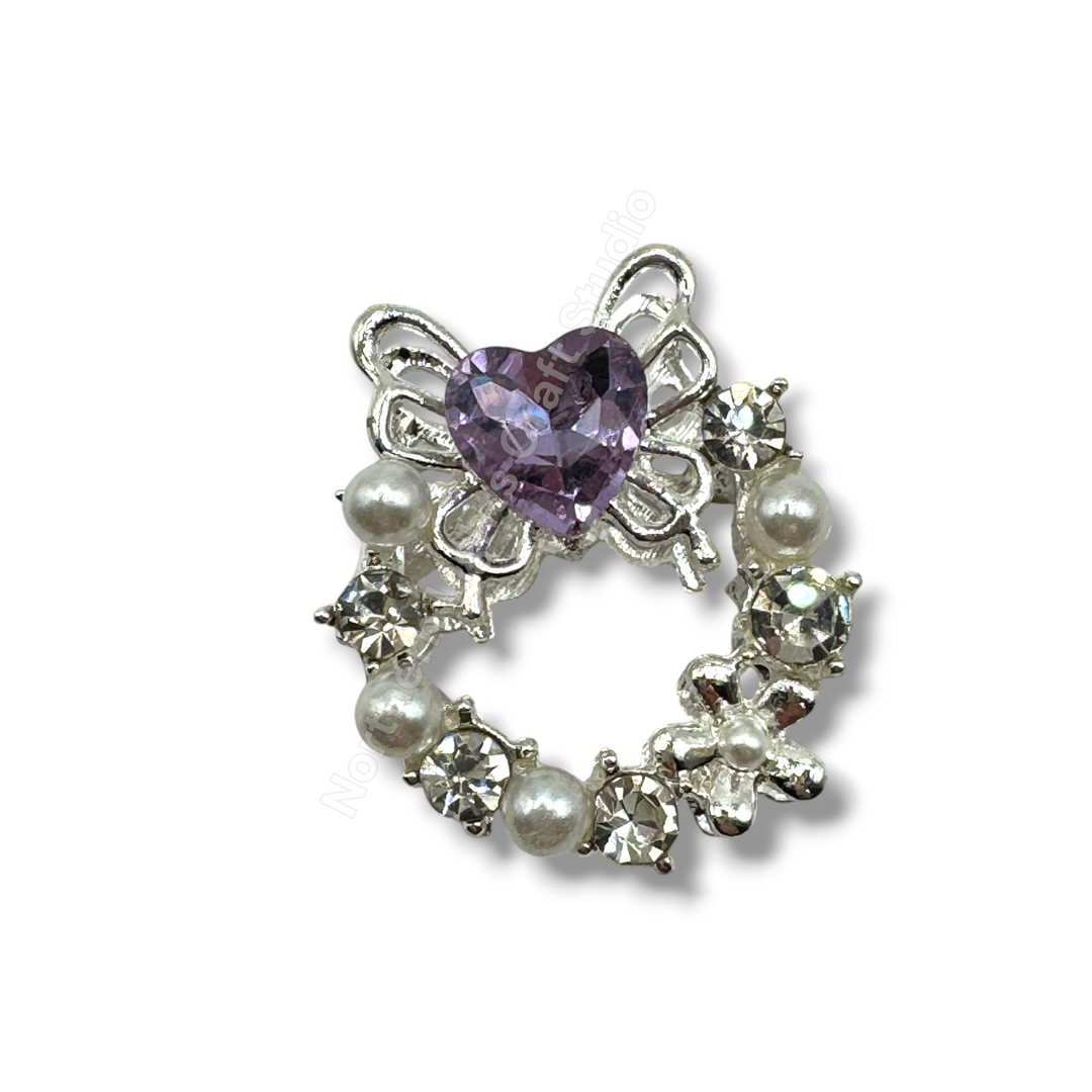 Metal Heart Round Wreath Bead - 1 pc.