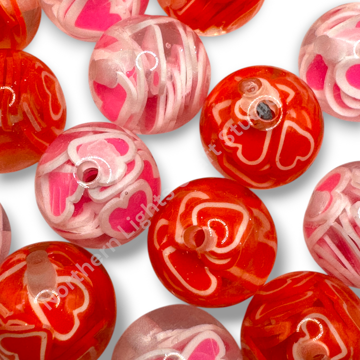 Heart Confetti Snowglobe 16mm Resin Bead Mix - 20pc.