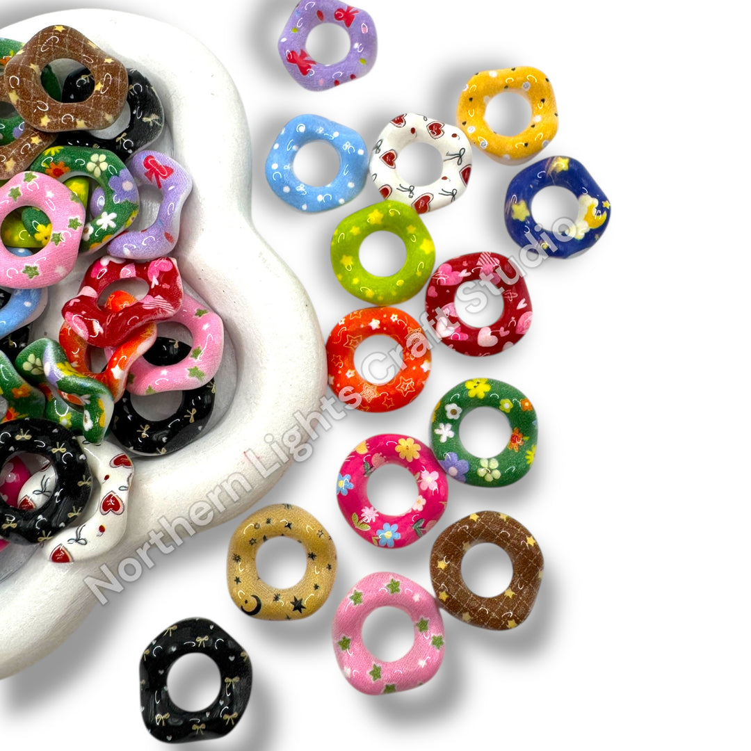 Printed Colorful Wavy Spacer Mix 16mm - 50pc.