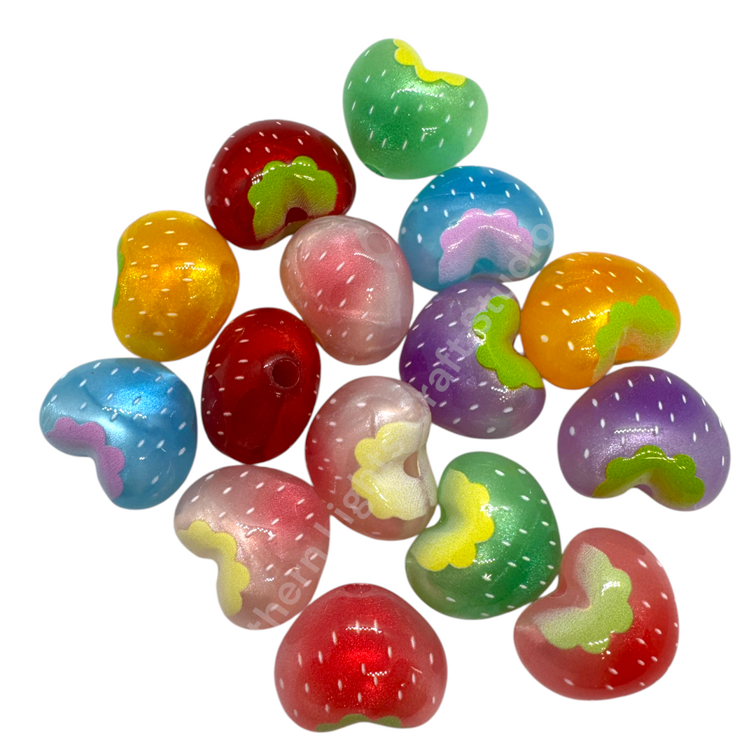 Bright Color Strawberry Galaxy Glitter Acrylic Beads - 20 pc. Mix