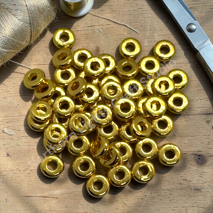 Metal Disc Donut 6mm Spacer - Gold or Silver-50pc.