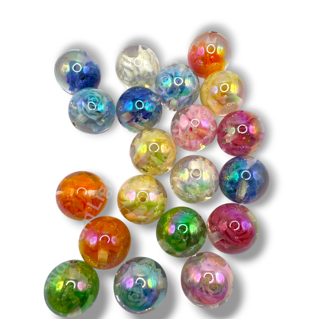 Rose UV 20mm Luxury Resin Beads - 10pc. Mix
