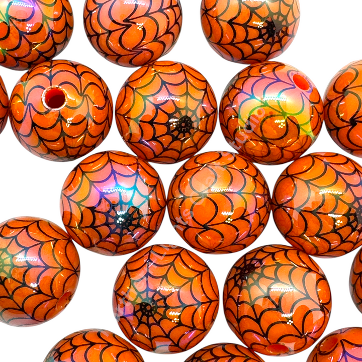 Spider Web  UV Printed 16mm Acrylic Bead Mix - 20pc. Mix