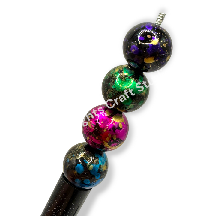 Chrome Looking Art Deco Printed Acrylic 16mm Bead Mix - 20 Piece Mix