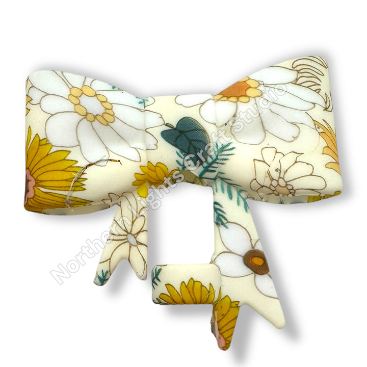 Floral Printed Silicone Bow Straw Cap Topper