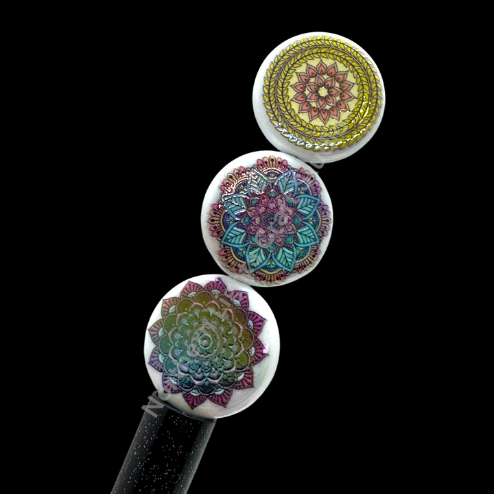 Mandala UV Coated Printed Acrylic 22mm Bead Mix - 10 pc.