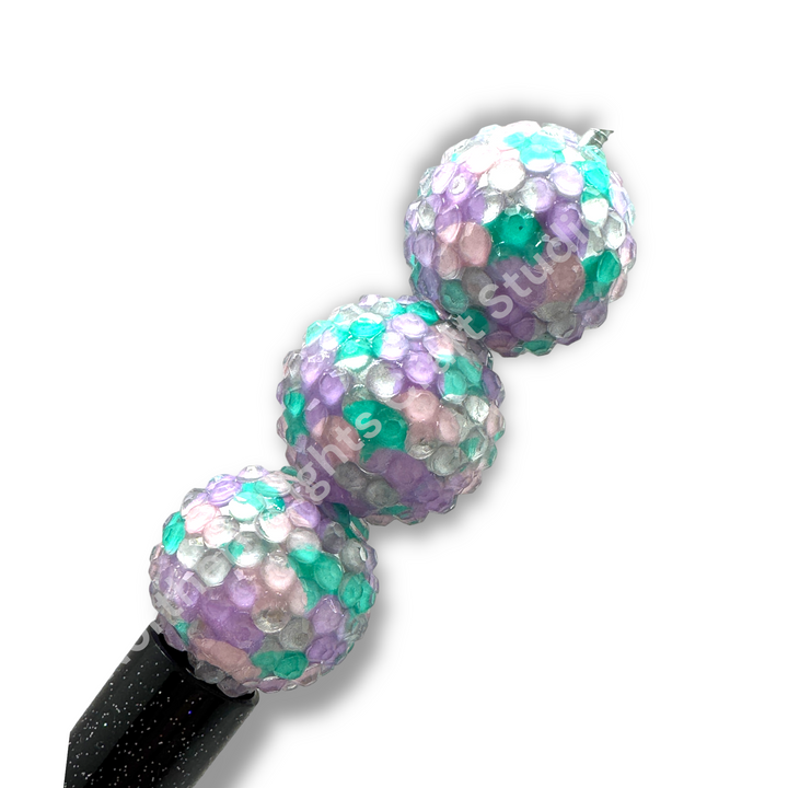 Mermaid 20mm Acrylic Rhinestone Bubblegum Beads - 10pc.