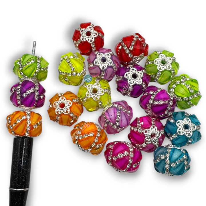 Neon Fancy Rhinestone Teardrop Beads - 10pc. Mix
