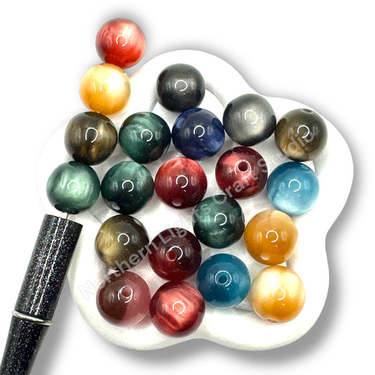 Shiny Cat's Eye Warm Color Bead Mix -16mm - 20pc