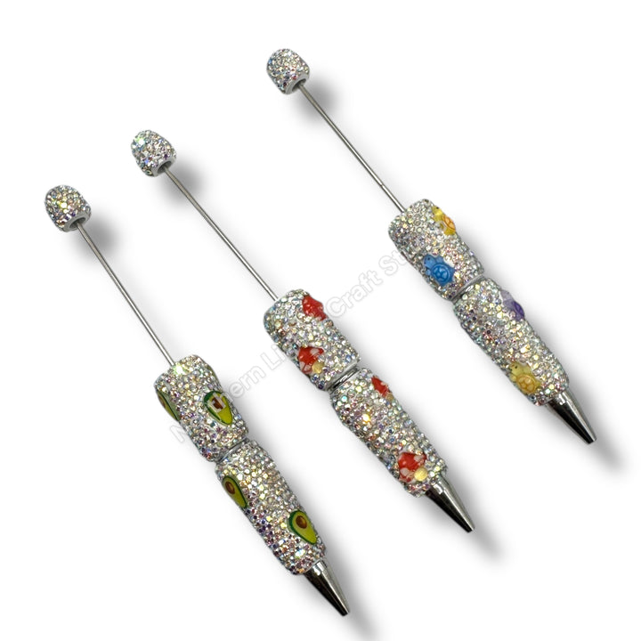 Beadable Avocado Rhinestone Pens, Beaded Mushroom Pen, Beaded Turtle Pen