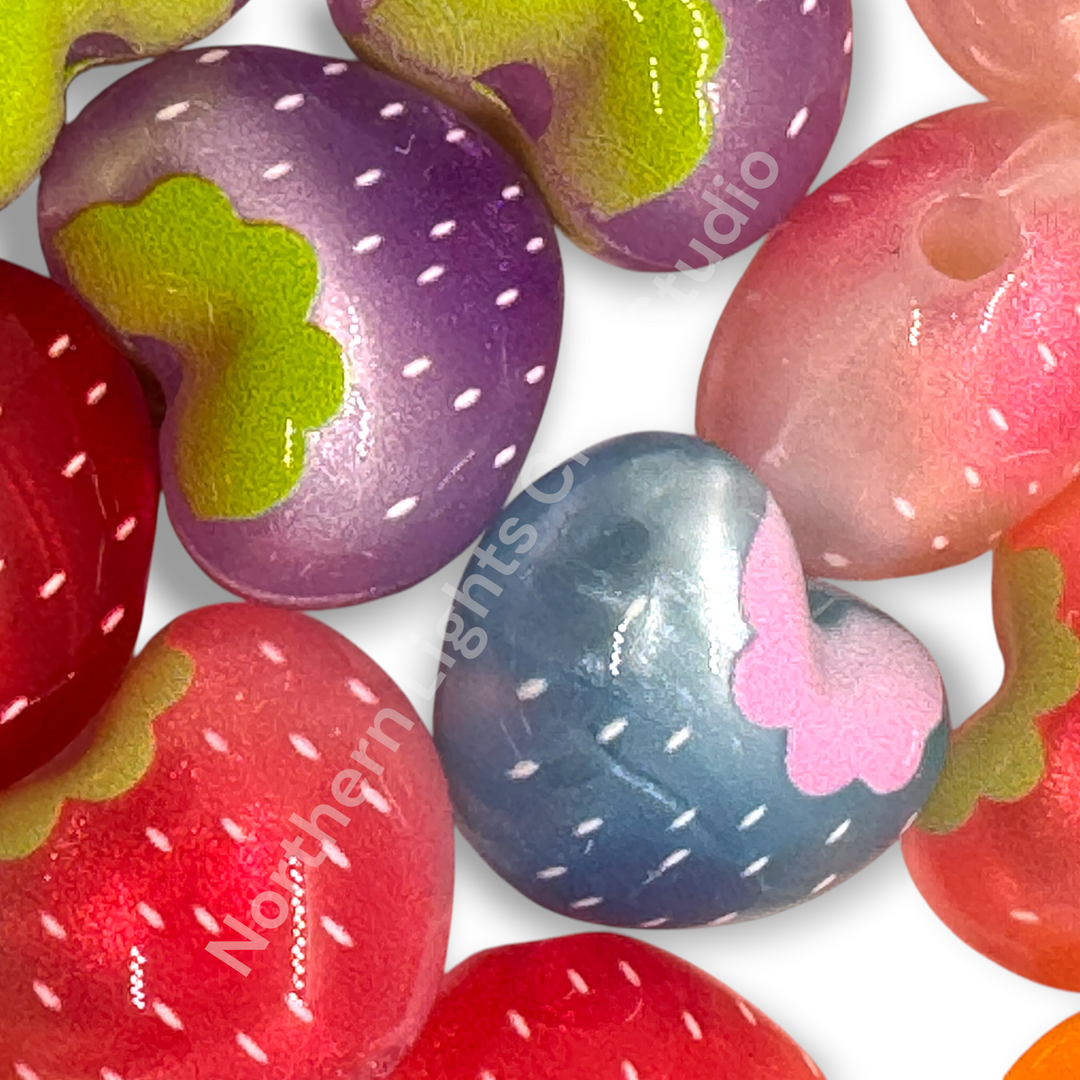 Bright Color Strawberry Galaxy Glitter Acrylic Beads - 20 pc. Mix