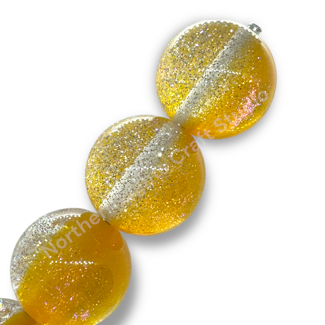 Golden Sunset Glittery Galaxy  16mm Acrylic Bead - 20pc.