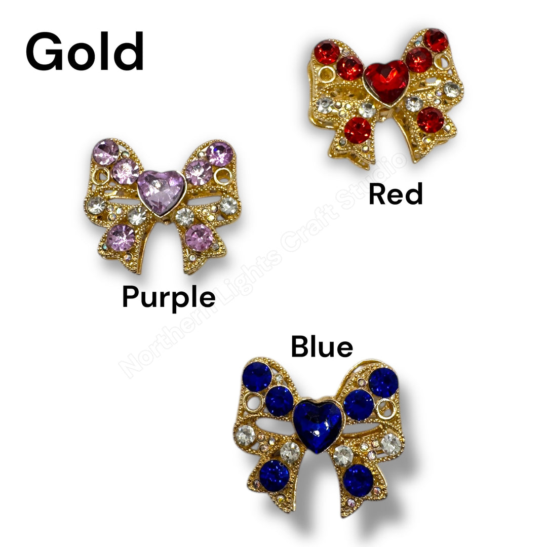 Metal Alloy Bow with Heart Knot - 1pc.