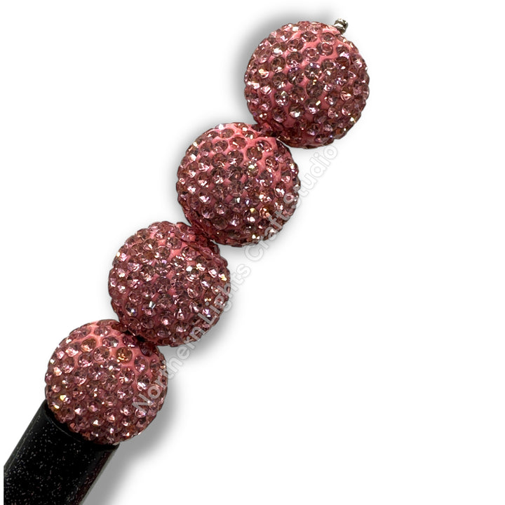 Pink Rhinestone Clay Base Beads-16mm - 10pc.