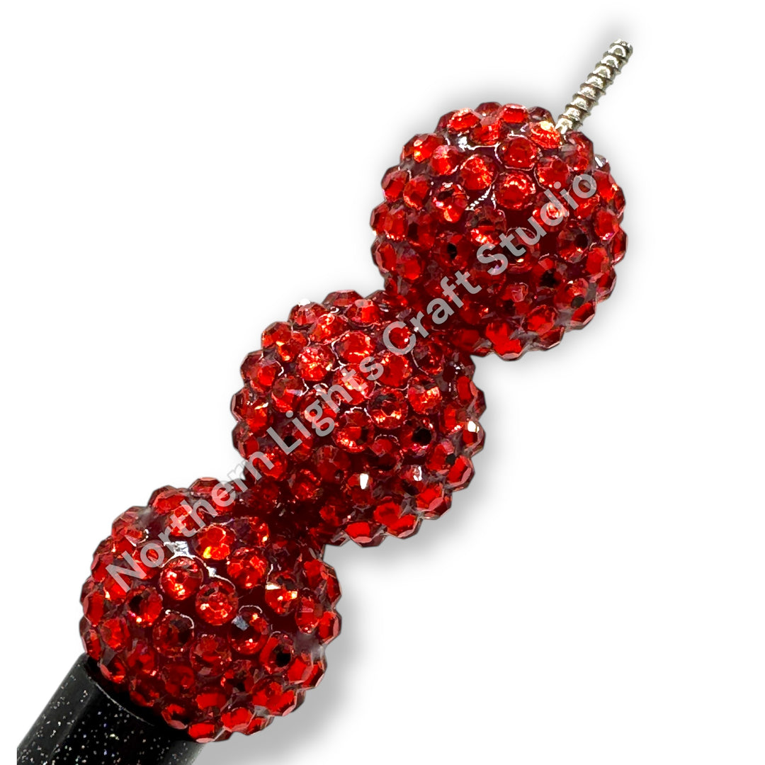 Red 20mm Acrylic Rhinestone Bubblegum Beads - 10pc.