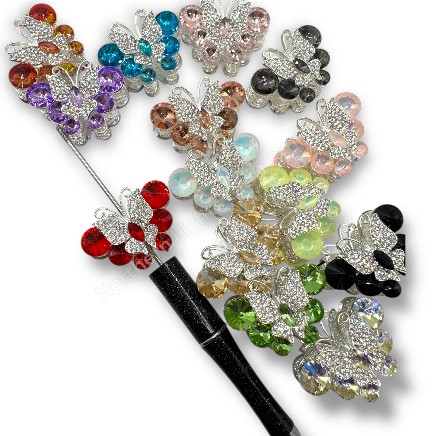 Metal Alloy Large Crystal Butterfly Bead -1pc.