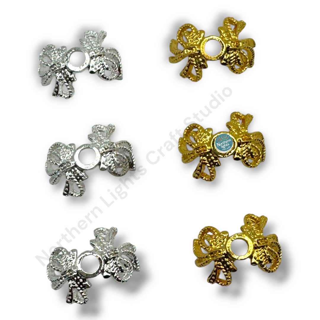 Metal Bow Star 16mm Bead Cap -10pc.