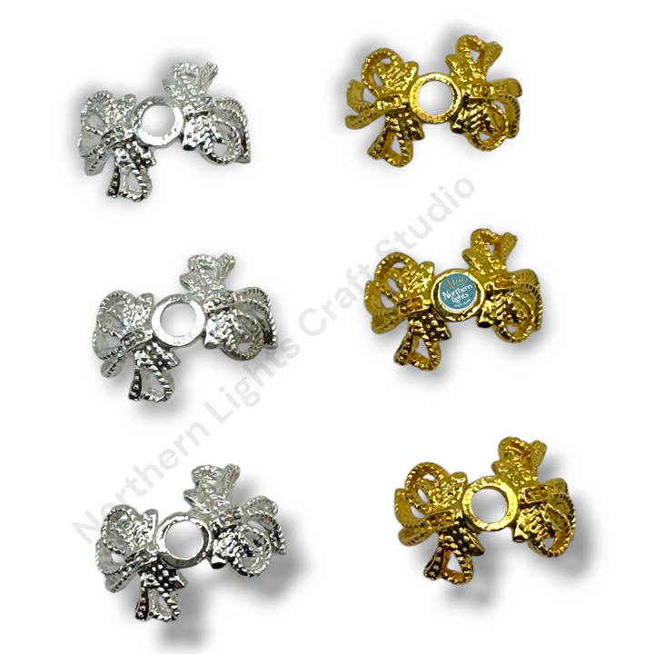 Metal Bow Star 16mm Bead Cap -10pc.