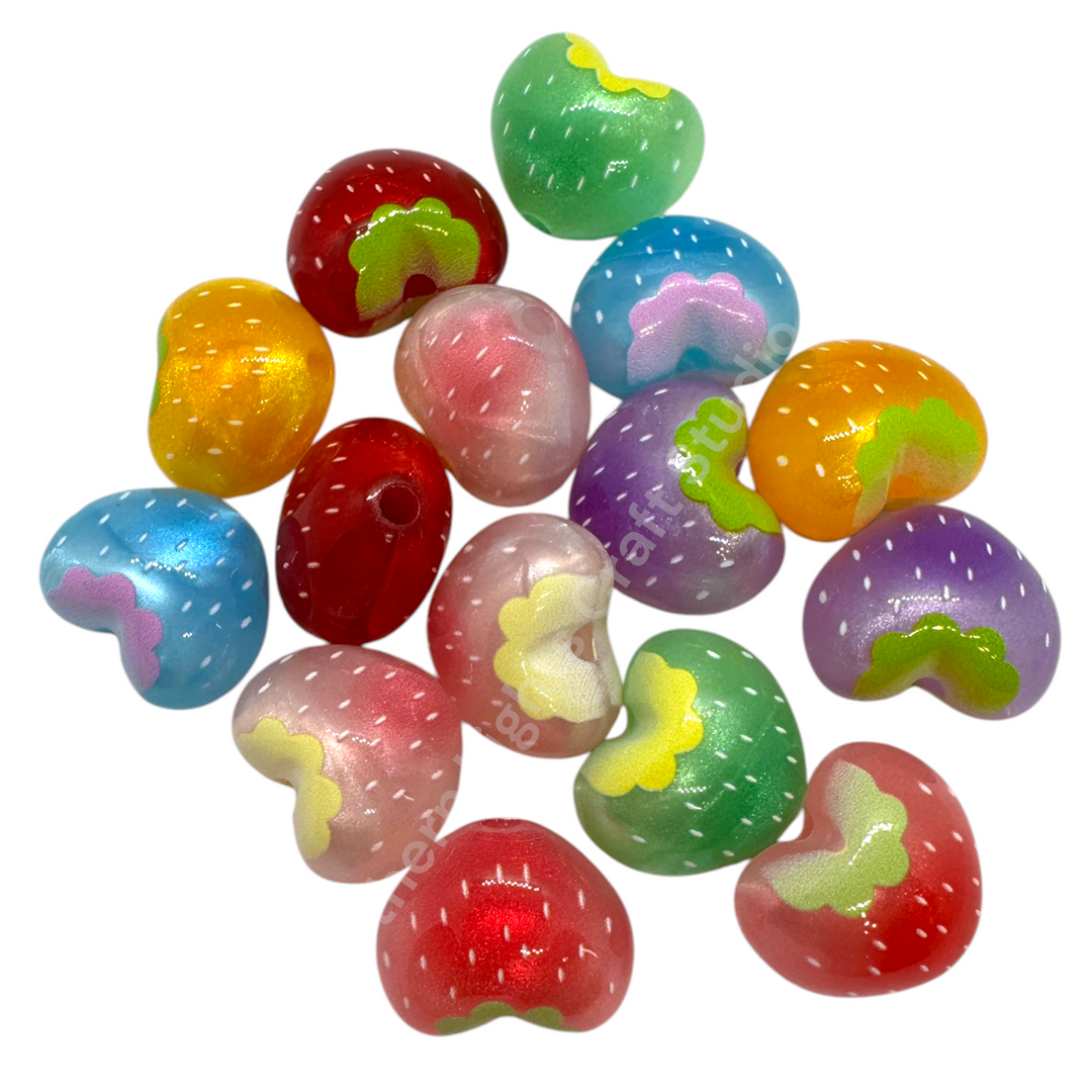 Bright Color Strawberry Galaxy Glitter Acrylic Beads - 20 pc. Mix