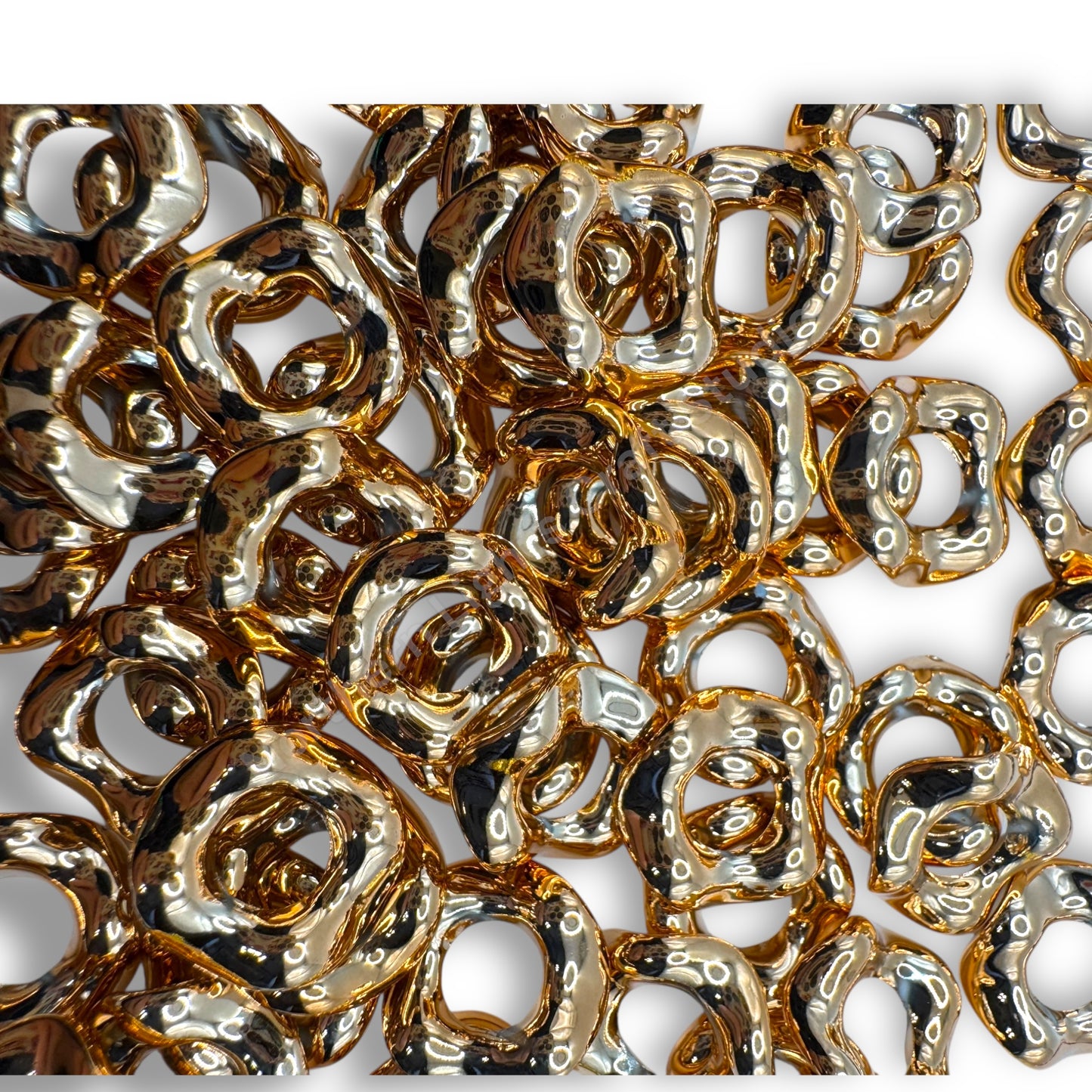 Metallic Finish Acrylic Wavy Spacer 16mm - Choose Color - 50 pcs