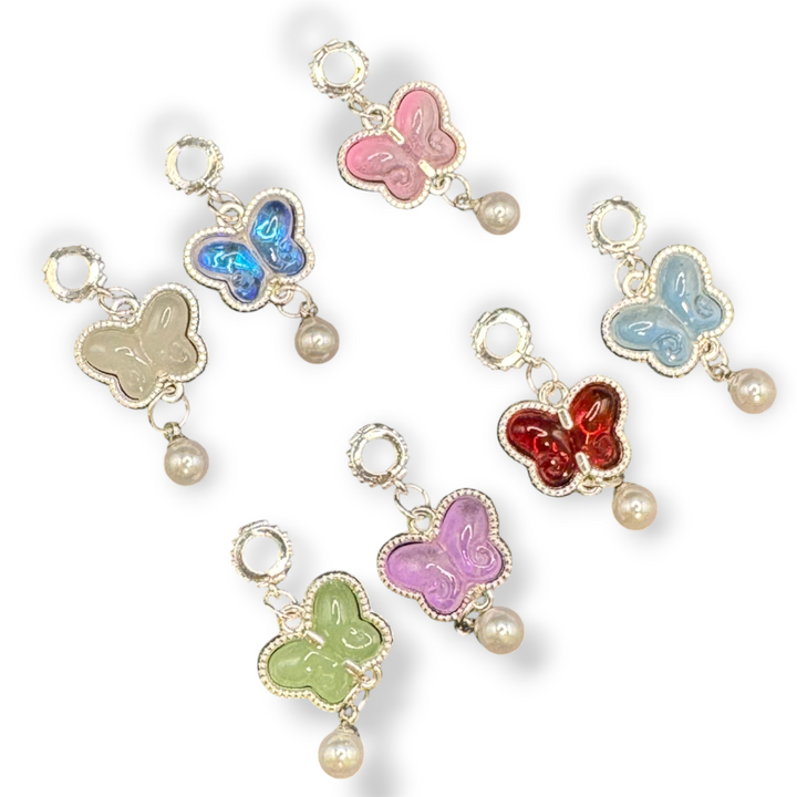 Silver Buterfly Pearl Charm with Bail -10pc. Mix