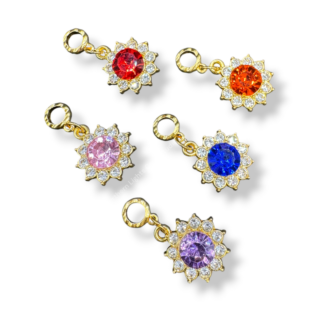Starburt Rhinestone Gold Charm with Bail -10pc. Mix
