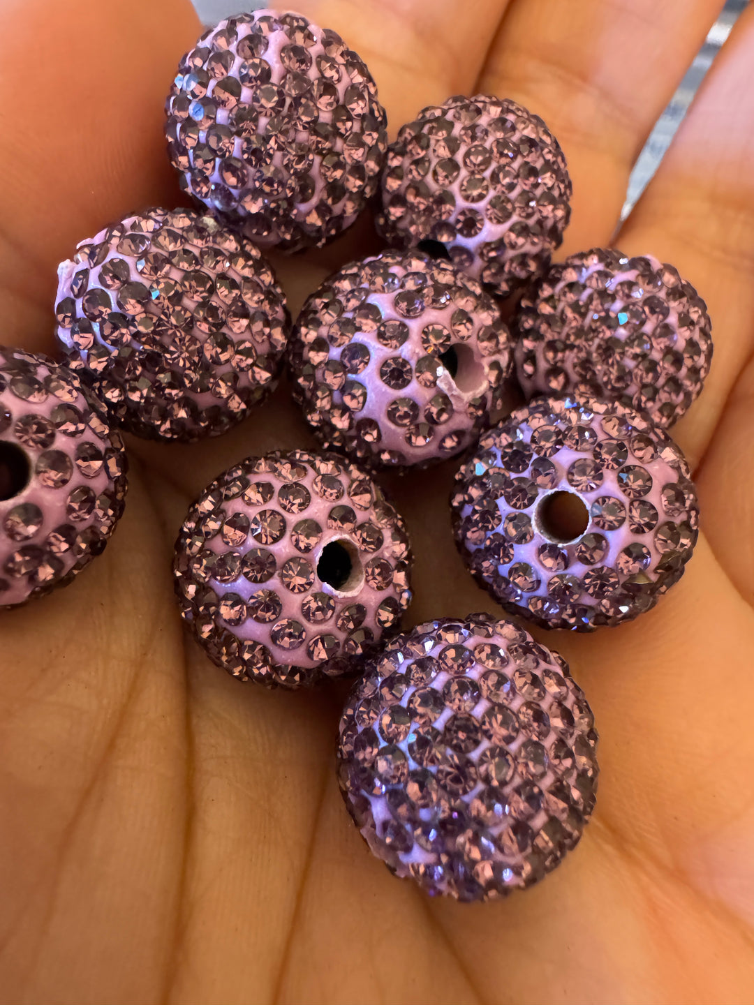 Berry Rhinestone Clay Base Beads-16mm - 10pc.