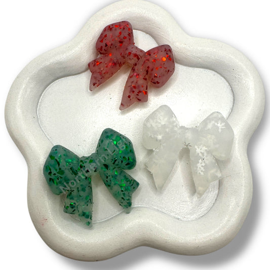 Glitter Bow Silicone Focal Bead