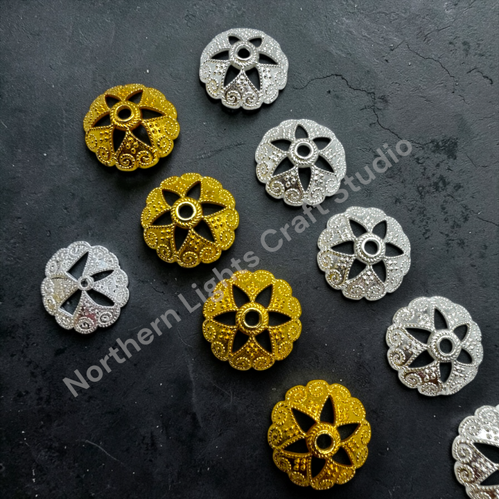Metal Heart Lattice 16mm Bead Cap  - 20pc.