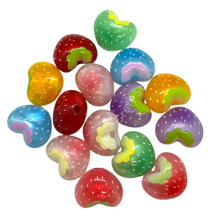 Bright Color Strawberry Galaxy Glitter Acrylic Beads - 20 pc. Mix
