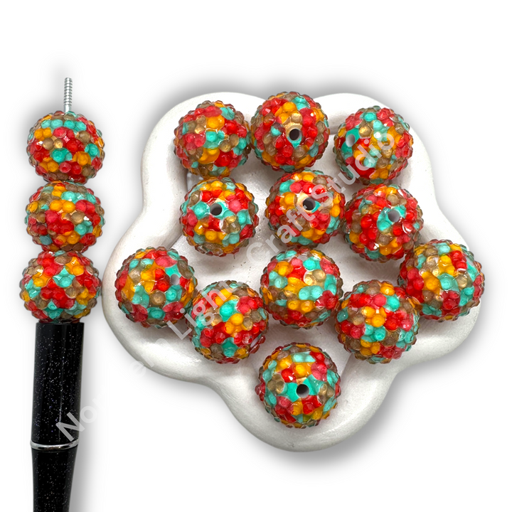 Western Glow 20mm Acrylic Rhinestone Bubblegum Beads - 10pc.