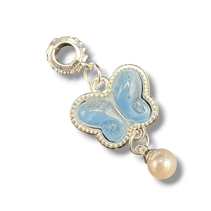 Silver Buterfly Pearl Charm with Bail -10pc. Mix