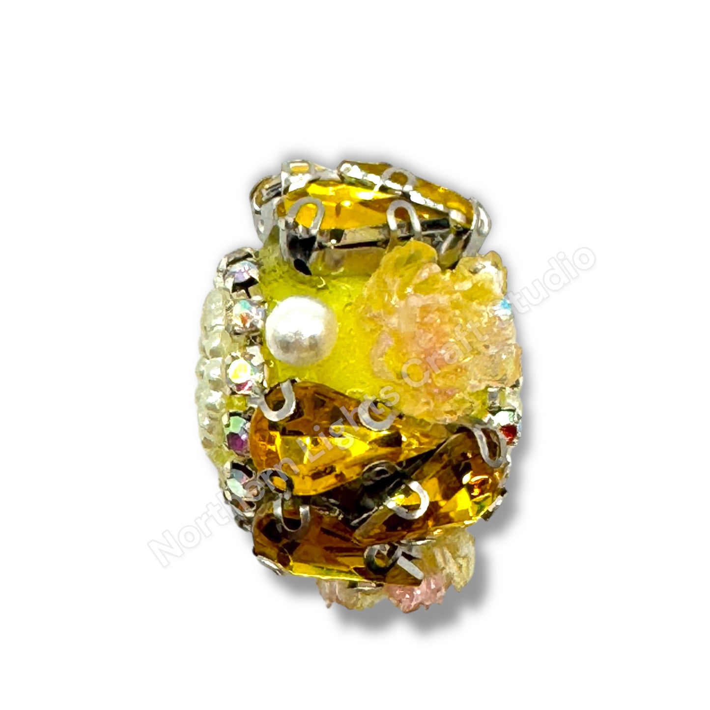 Teardrop Crystal and Flower Fancy Indian Beads - 1pc.