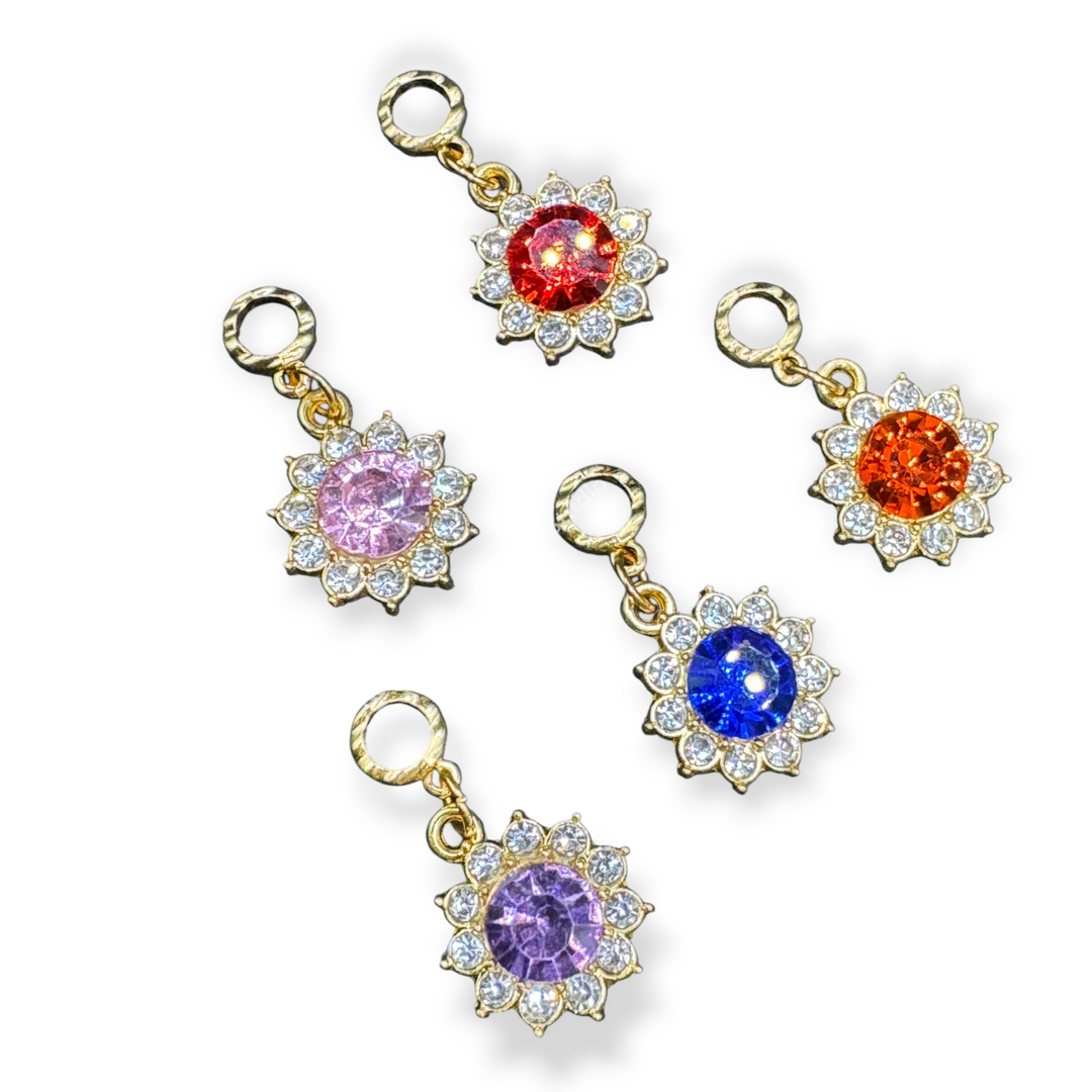 Starburt Rhinestone Gold Charm with Bail -10pc. Mix