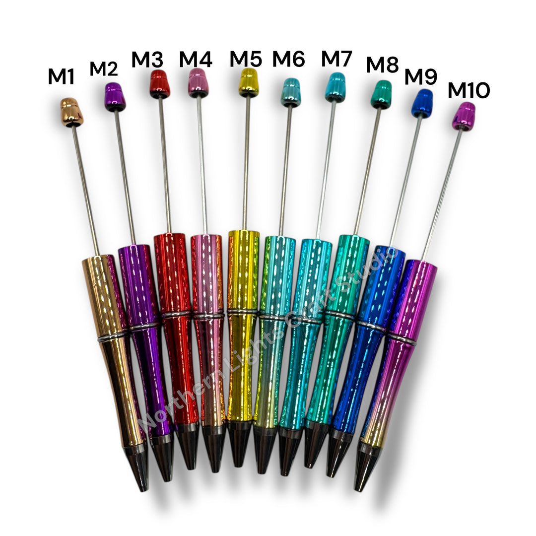Metallic Color Plastic Beadable Pens- 10 pc. packs