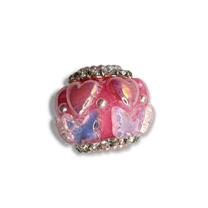 Butterfly Shiny Heart Fancy Bead -3pc.