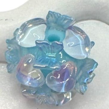 Butterfly Glass Heart Bubble Beads - 1pc.